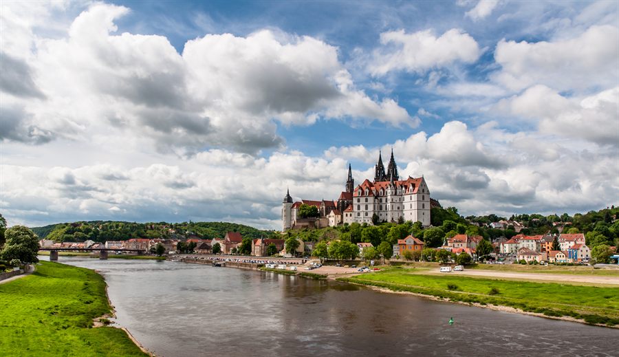 Meissen Castle and cathedral above the Elbe River in Germany